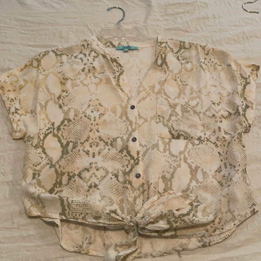 Green snake print shirt